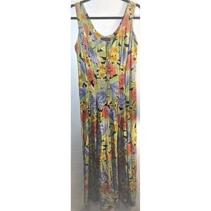 Vtg USA Phoebe Floral Maxi Dress 10 Whimsigoth Romper Culotte Skorts Split Skirt